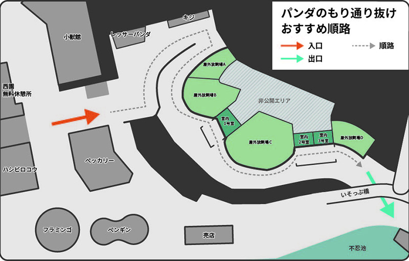 上野動物園公式のパンダのもりの案内図